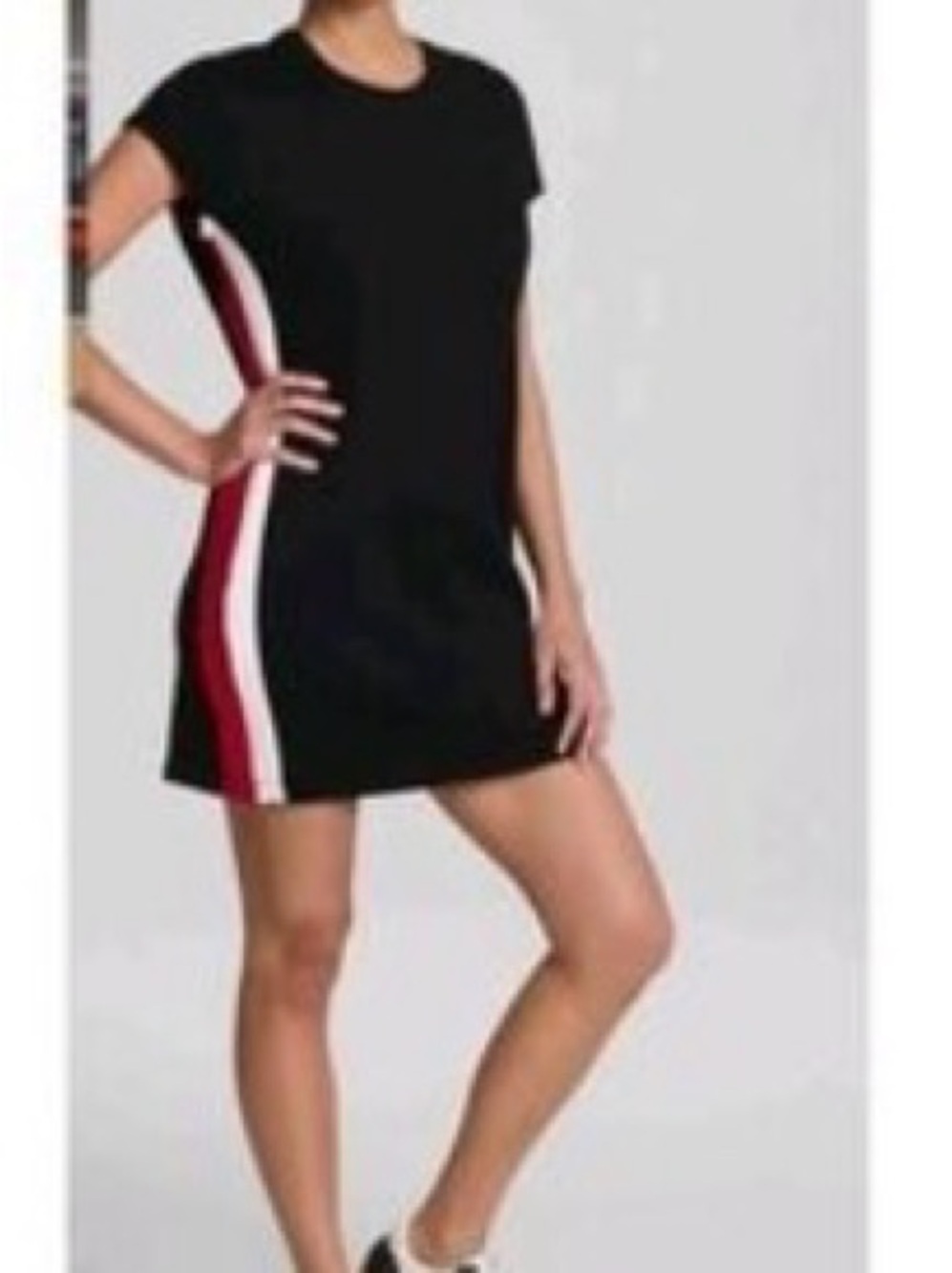 SPANX Black Mini Dress with White and Red Side Panels